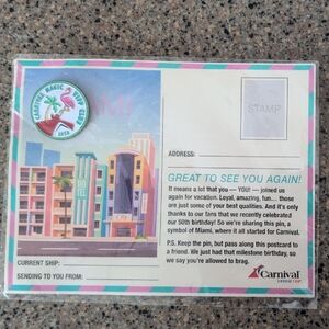 Carnival Magic VIFP Pin 2023 On Miami Postcard
